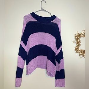 AERIE SWEATER NAVY & LIGHT PURPLE STRIPED! Size Large